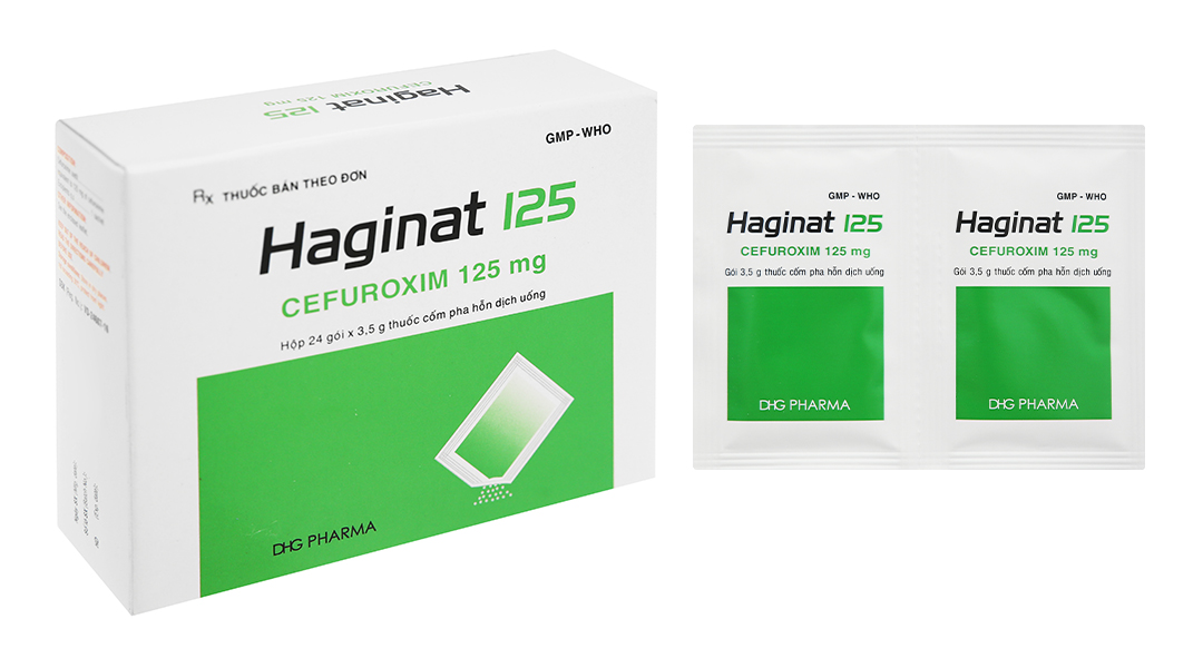 Cốm pha hỗn dịch uống Haginat 125 trị nhiễm khuẩn do vi khuẩn nhạy cảm