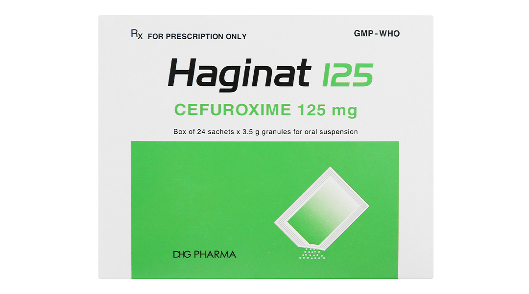 Cốm pha hỗn dịch uống Haginat 125 trị nhiễm khuẩn do vi khuẩn nhạy cảm