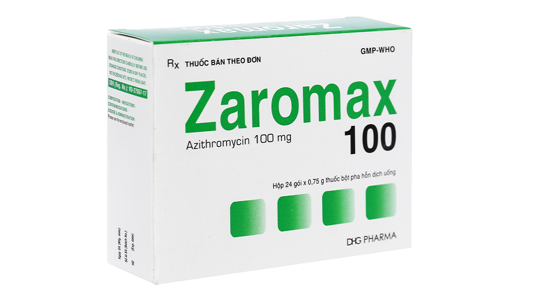 Bột pha hỗn dịch uống Zaromax 100 trị nhiễm khuẩn