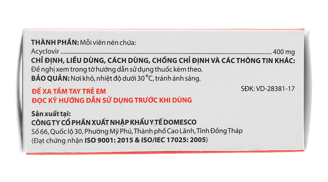 Dovirex 400mg thuốc ngừa virus