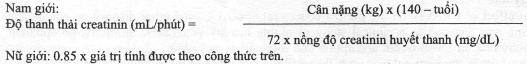 Công thức tính độ thanh thải Creatinin