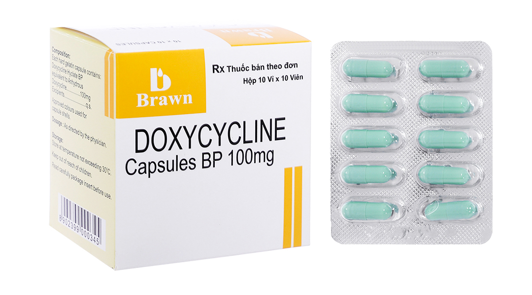 Doxycycline Capsules BP 100mg trị nhiễm khuẩn (10 vỉ x 10 viên) 04/2023 -  Nhathuocankhang.com