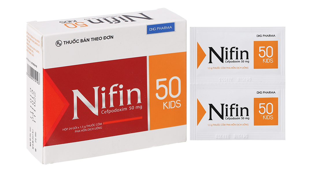 Cốm pha hỗn dịch uống Nifin 50 Kids trị nhiễm khuẩn (24 gói x 1.5g)  -05/2023 | nhathuocankhang.com
