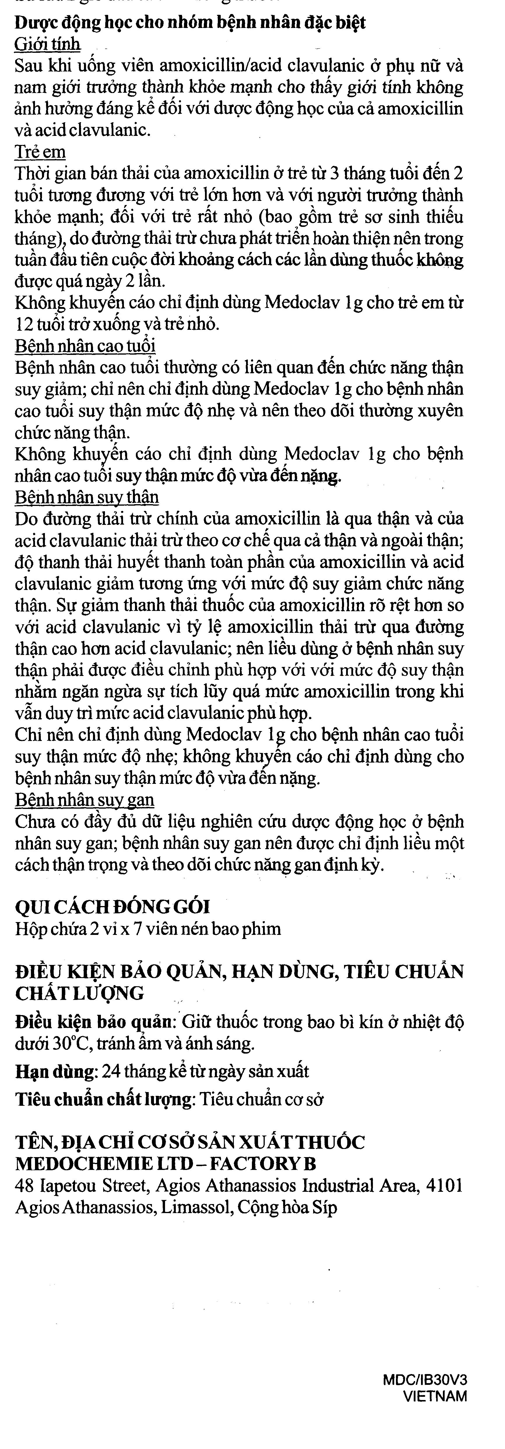 Medoclav 1g trị ngắn hạn các trường hợp nhiễm khuẩn (2 vỉ x 7 viên) - 11