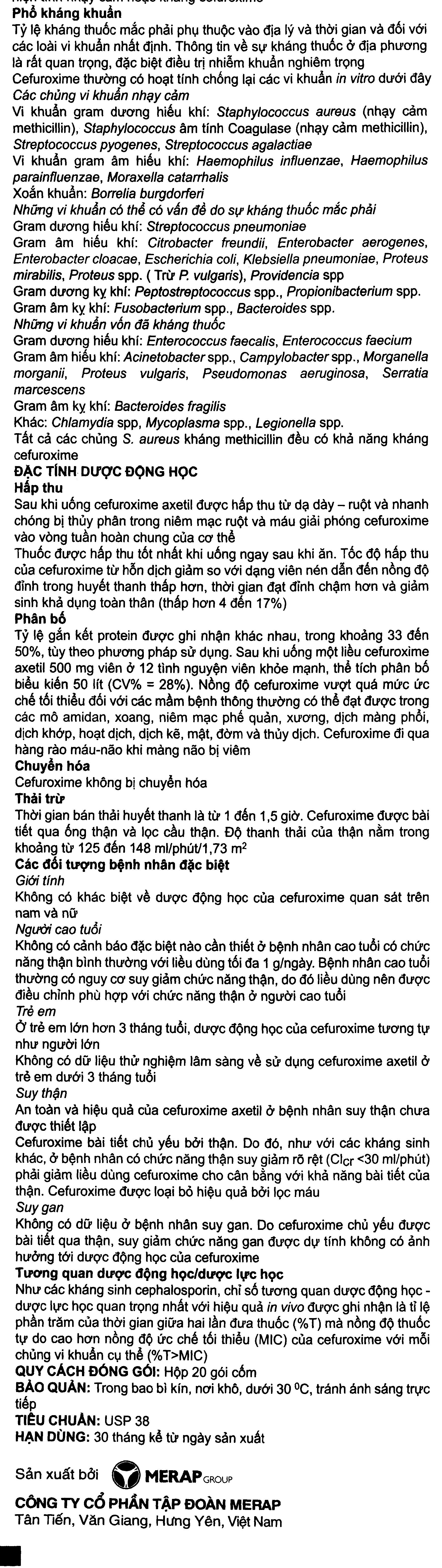 Cốm pha hỗn dịch uống Efodyl 125mg trị nhiễm khuẩn thể nhẹ đến vừa (20 gói x 1.5g) - 8