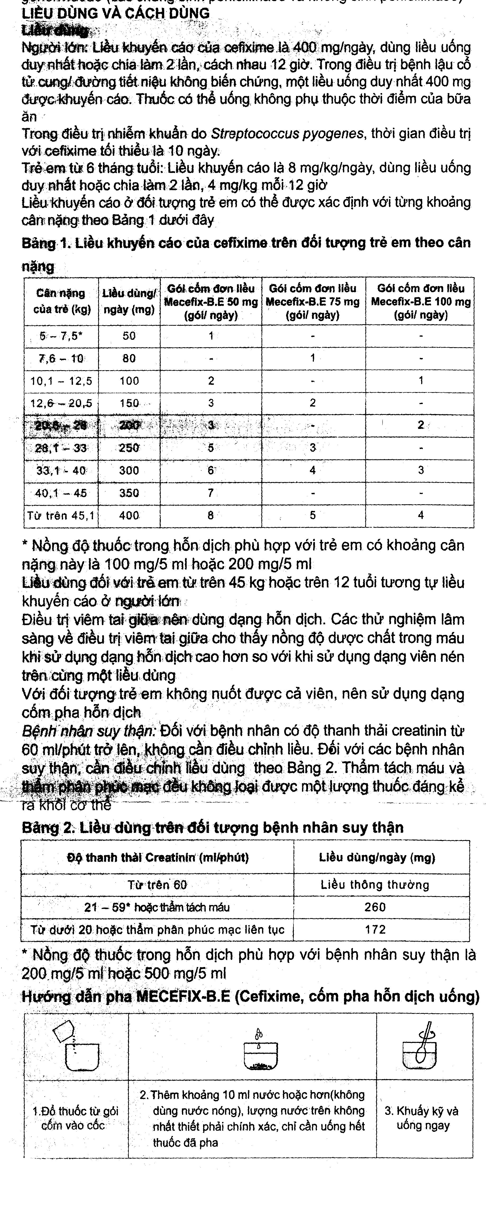 Cốm pha hỗn dịch uống Mecefix - B.E 50mg trị nhiễm khuẩn (20 gói x 1g) - 10