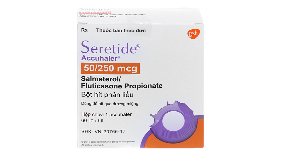 Bột hít phân liều Seretide Accuhaler  50/250mcg trị hen suyễn