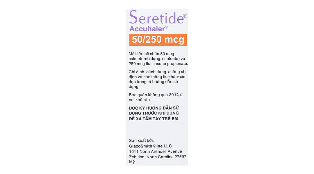 Bột hít phân liều Seretide Accuhaler  50/250mcg trị hen suyễn