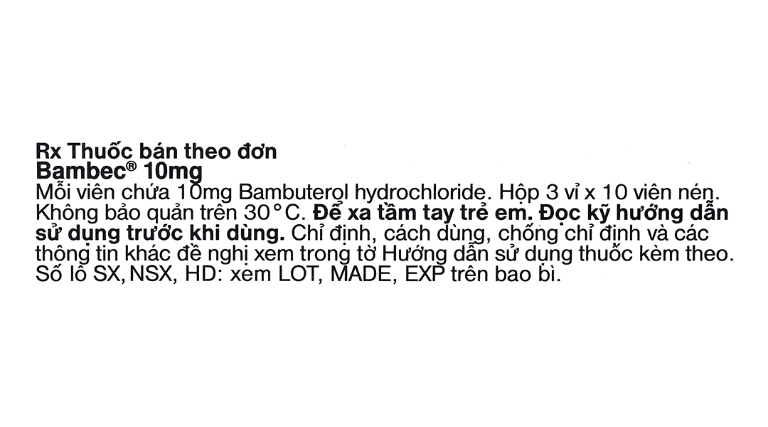 Bambec 10mg trị hen suyễn, viêm phế quản