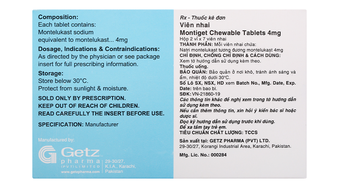 Montiget 4mg trị hen suyễn