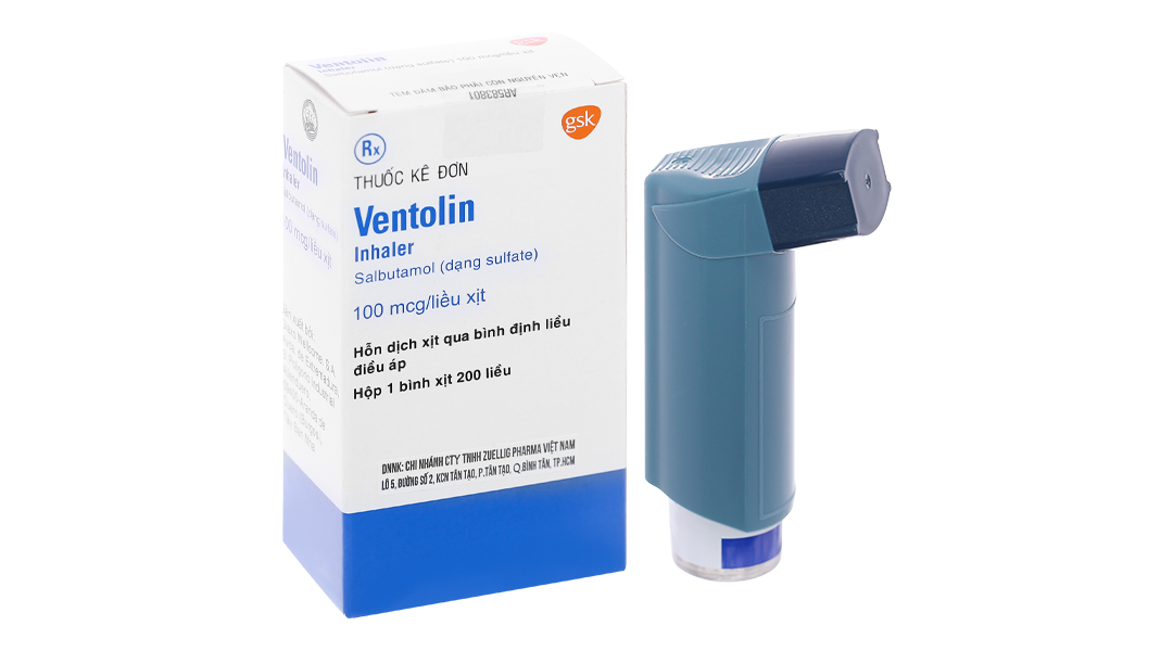 Hỗn dịch xịt Ventolin Inhaler 100mcg/liều trị hen suyễn bình 200 liều xịt -08/2023 | nhathuocankhang.com