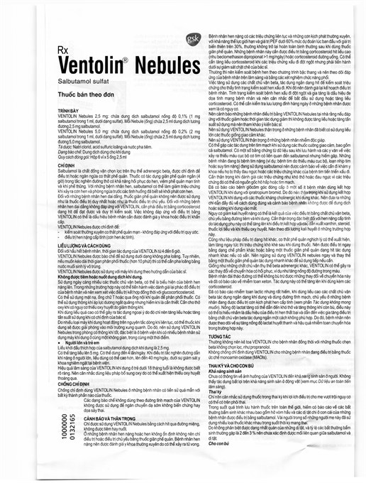 Dung dịch khí dung Ventolin Nebules 5mg trị hen suyễn