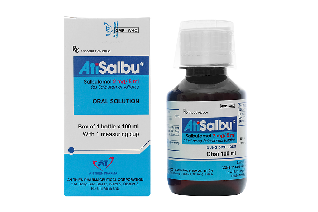 Dung dịch uống AtiSalbu 2mg/5ml trị hen suyễn