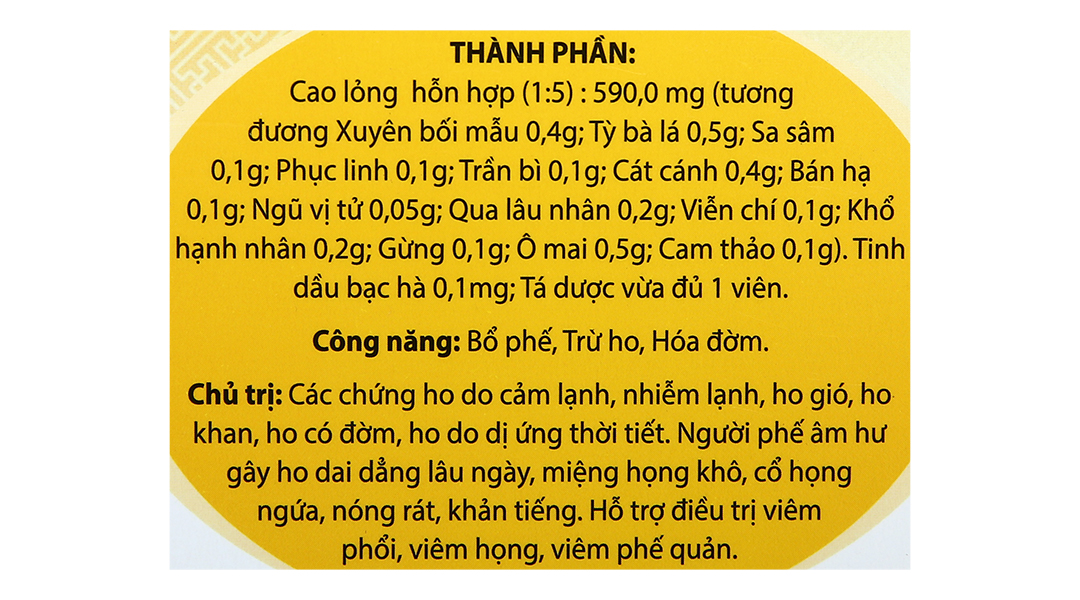 Viên ngậm Bảo Thanh không đường trị ho, bổ phế