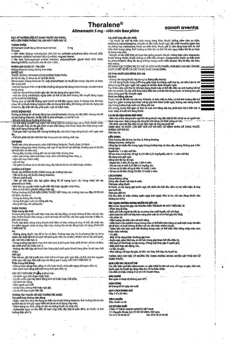 Theralene 5mg trị ho khan, viêm mũi dị ứng, mày đay