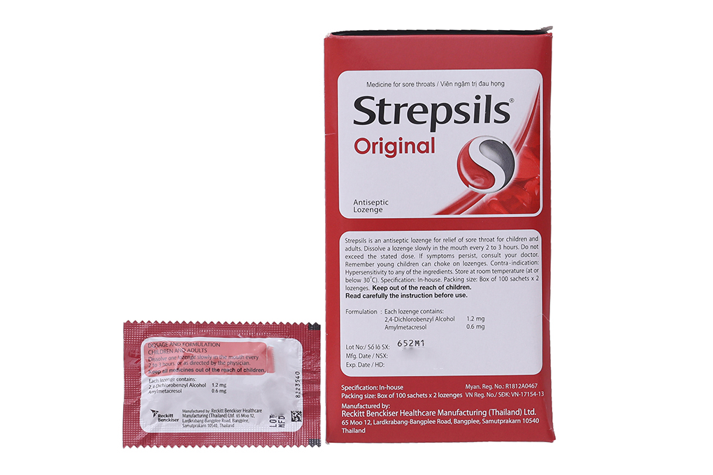 Viên ngậm Strepsils Original kháng khuẩn, giảm đau họng