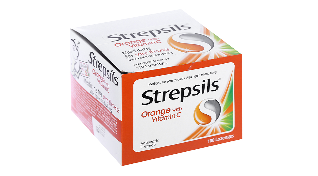 Viên ngậm Strepsils Orange With Vitamin C giảm đau họng