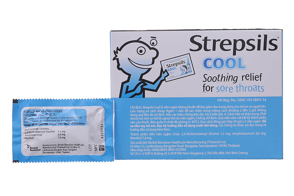 Viên ngậm Strepsils Cool kháng khuẩn, giảm đau họng