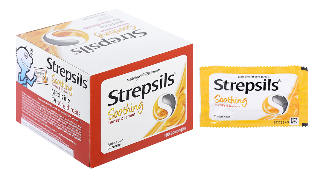 Viên ngậm Strepsils Soothing Honey & Lemon giảm đau họng