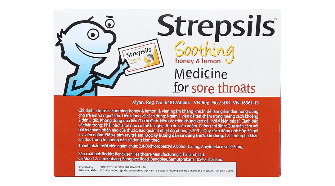 Viên ngậm Strepsils Soothing Honey & Lemon giảm đau họng