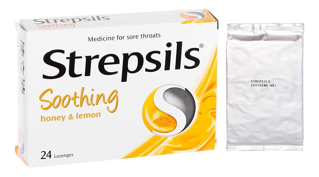 Viên ngậm Strepsils Soothing Honey & Lemon kháng khuẩn, giảm đau họng (2 vỉ x 12 viên) -08/2023 | nhathuocankhang.com