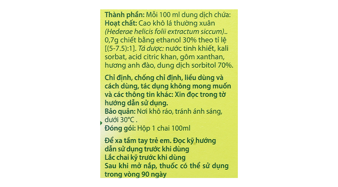 Siro Prospan trị ho, viêm phế quản