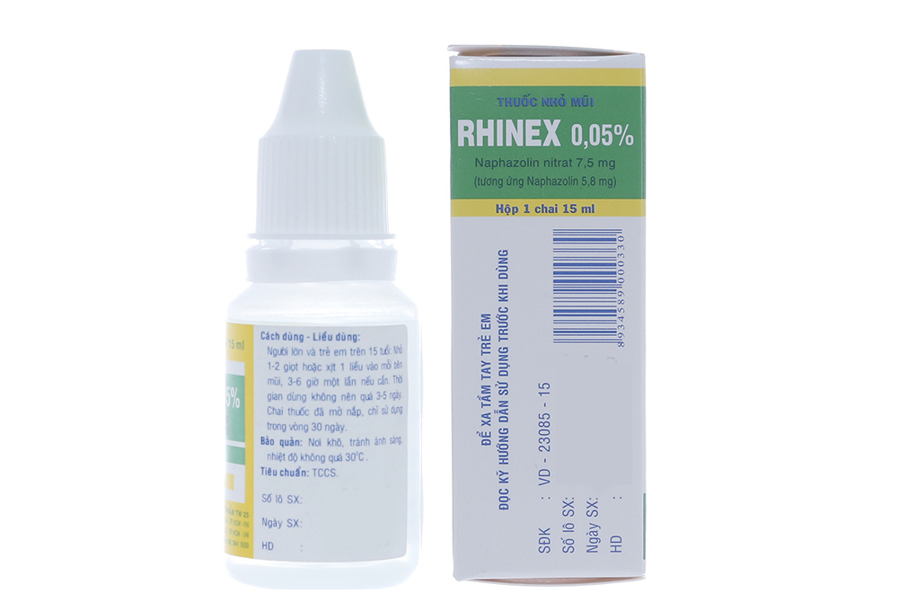Thuốc nhỏ mũi Rhinex 0.05% giảm nghẹt mũi, sung huyết mũi