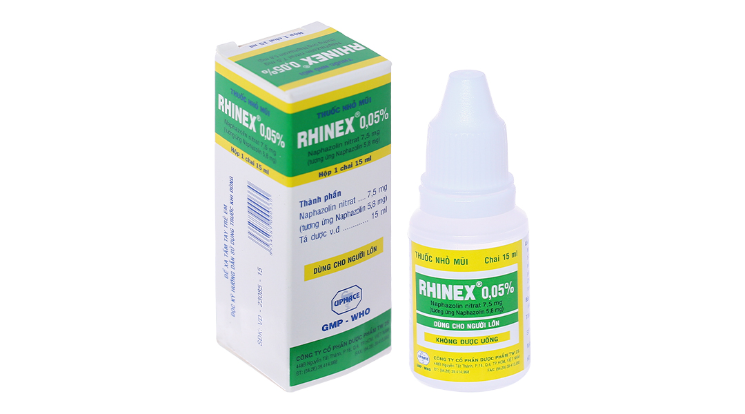 Thuốc nhỏ mũi Rhinex 0.05% giảm nghẹt mũi, sung huyết mũi