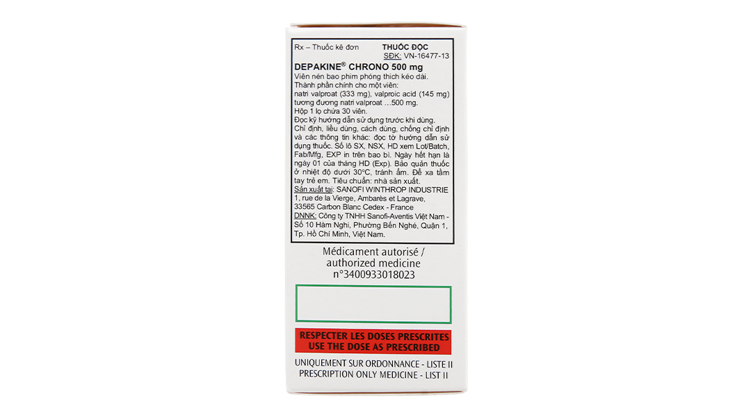 Depakine Chrono 500mg trị động kinh, rối loạn lưỡng cực