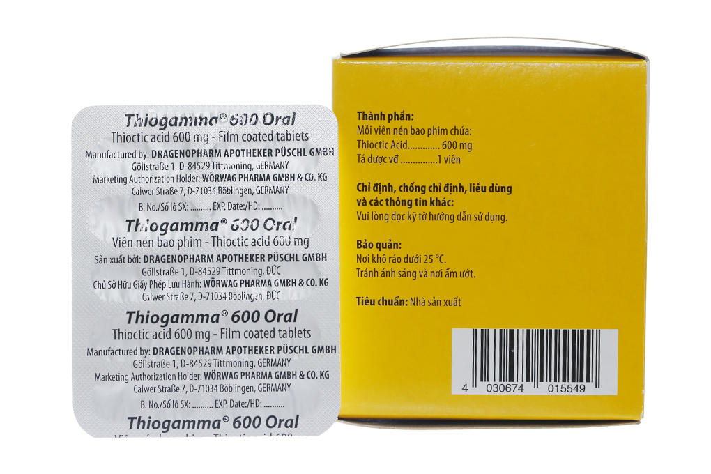 Thiogamma 600 Oral trị viêm đa dây thần kinh đái tháo đường (10 vỉ x 10 ...