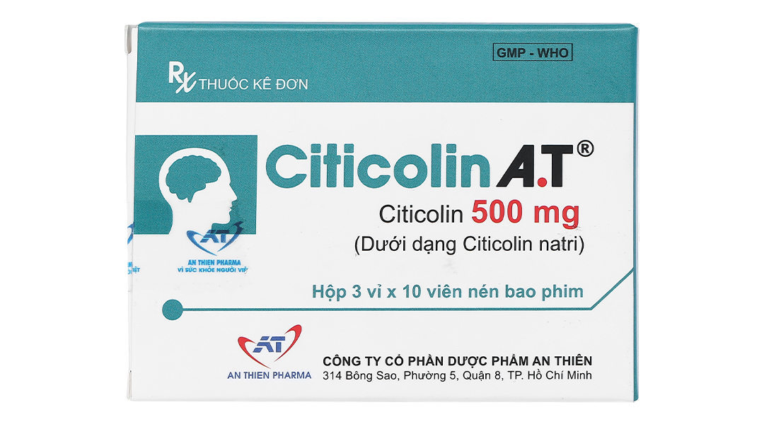 Citicolin A.T 500mg trị bệnh não cấp, Parkinson (3 vỉ x 10 viên ...