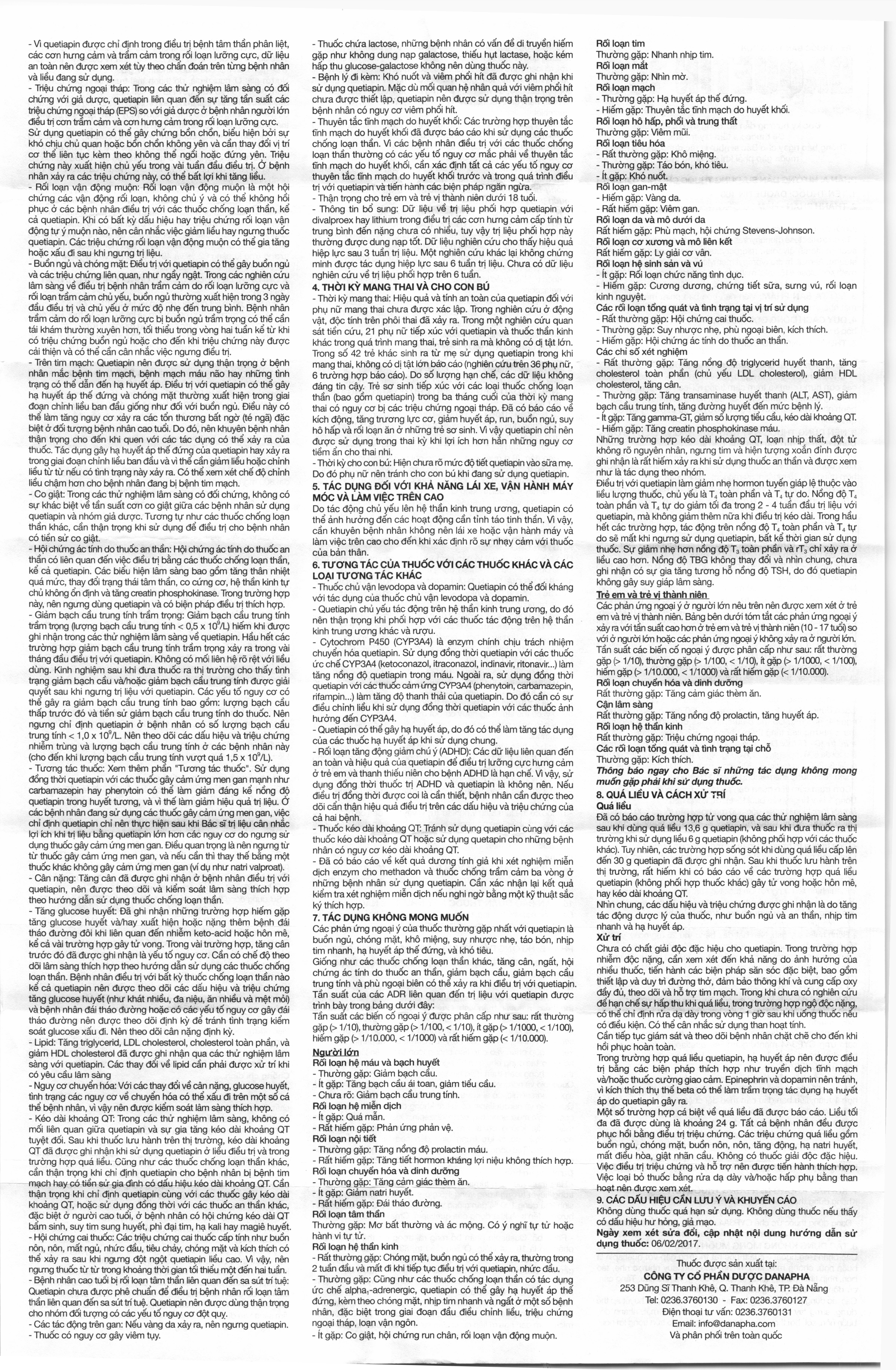 Daquetin 100 trị tâm thần phân liệt