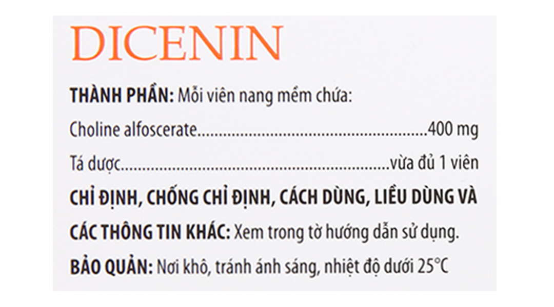 Dicenin 400mg trị Alzheimer, thiểu năng não bộ