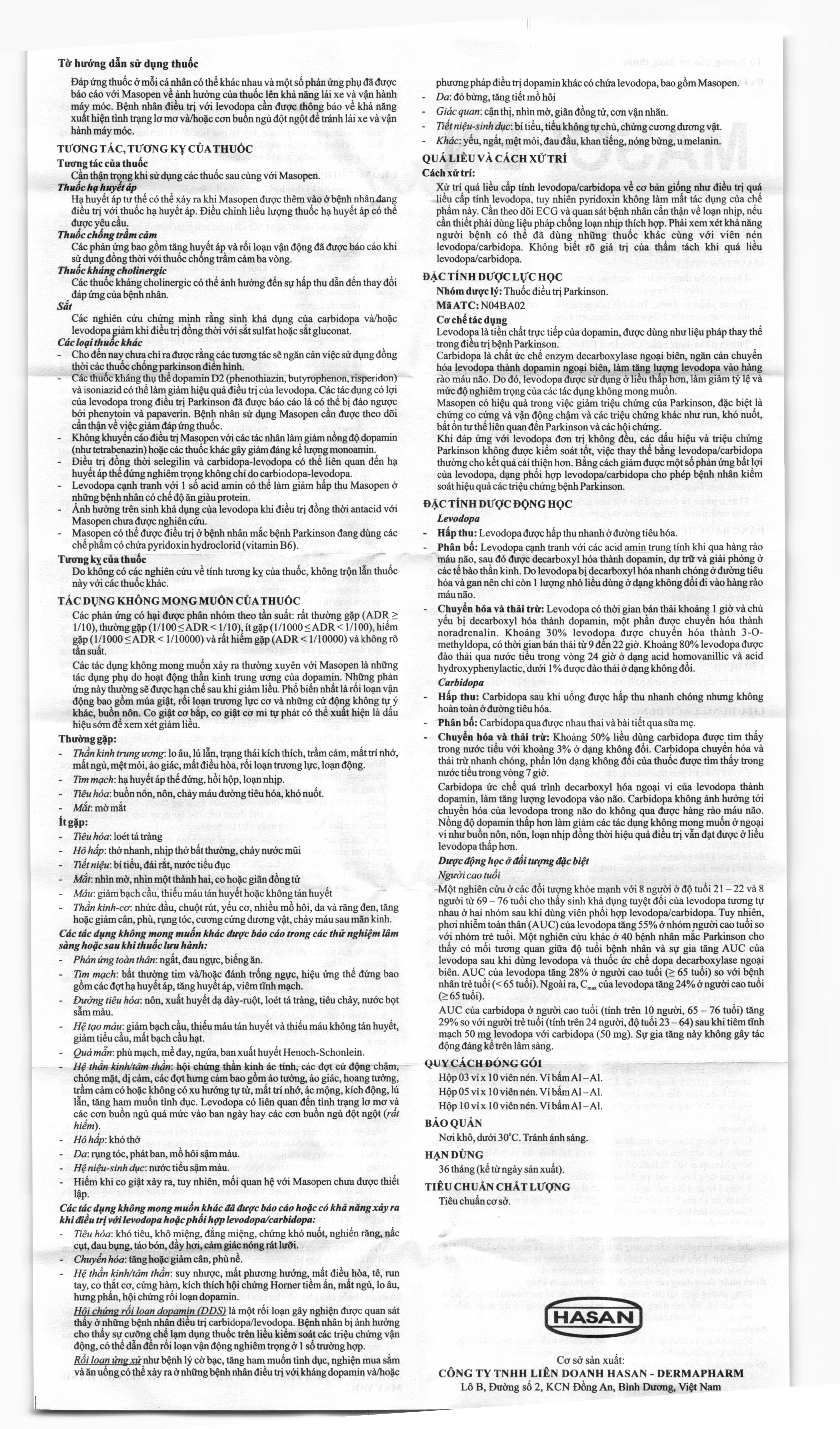 Masopen 250/25 trị Parkinson (3 vỉ x 10 viên) - 8