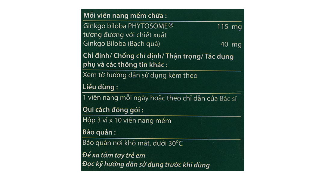 Giloba 40mg tuần hoàn máu não, cải thiện trí nhớ