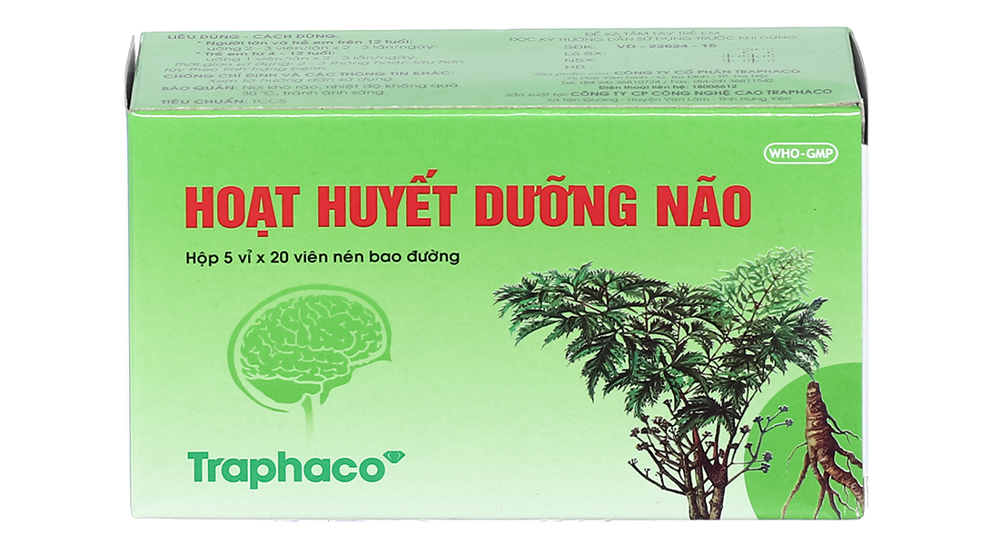 Viên bao đường Hoạt Huyết Dưỡng Não Traphaco cải thiện trí nhớ