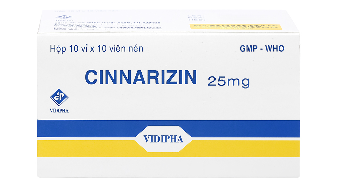 Cinnarizin Vidipha 25mg trị rối loạn tiền đình, chống say xe