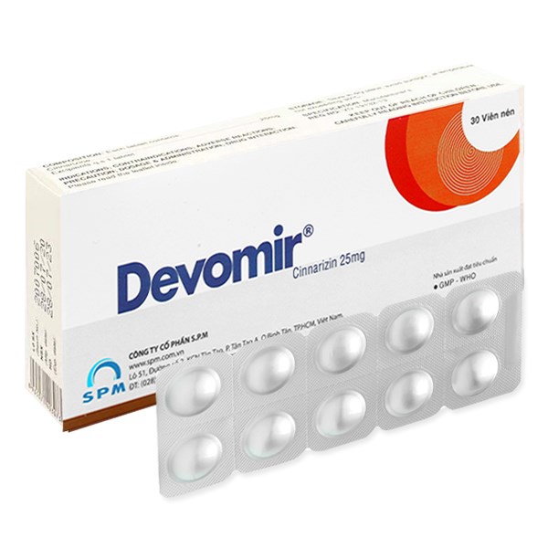 Cinnarizin Vidipha 25mg trị rối loạn tiền đình, chống say xe (10 vỉ x ...