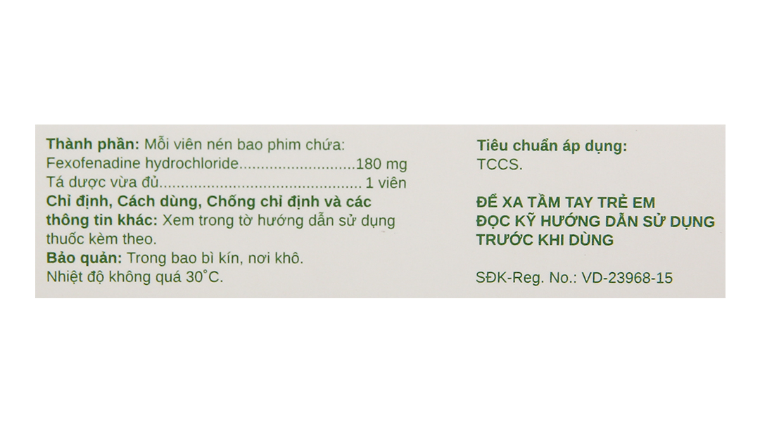 Fexostad 180 trị viêm mũi dị ứng, mày đay