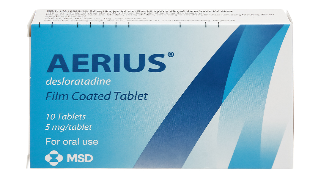 Aerius 5mg trị viêm mũi dị ứng, mày đay