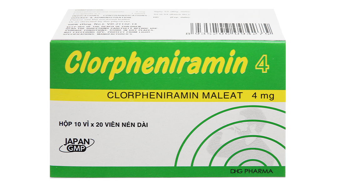 Clorpheniramin 4 trị viêm mũi dị ứng, mày đay