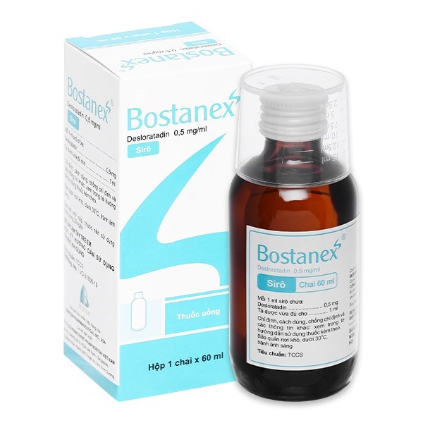 Siro Bostanex 0.5mg/ml giảm các triệu chứng viêm mũi dị ứng, mề đay