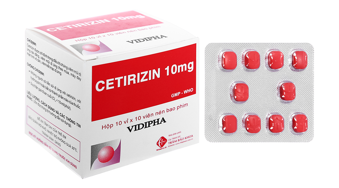 Cetirizin 10mg trị viêm mũi dị ứng, mề đay (10 vỉ x 10 viên) -07 ...