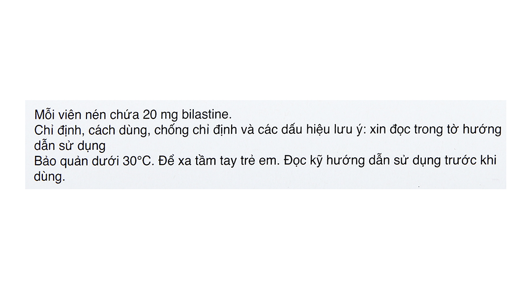 Bilaxten 20mg trị viêm mũi dị ứng, mày đay