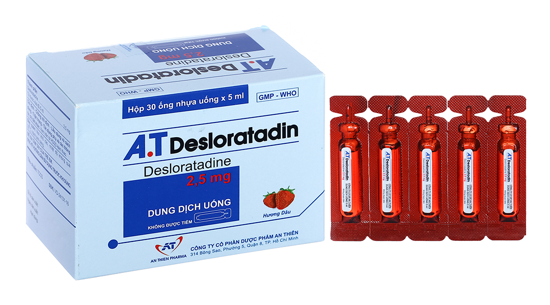 Dung dịch uống A.T Desloratadin 2.5mg trị viêm mũi, mề đay (30 ống ...