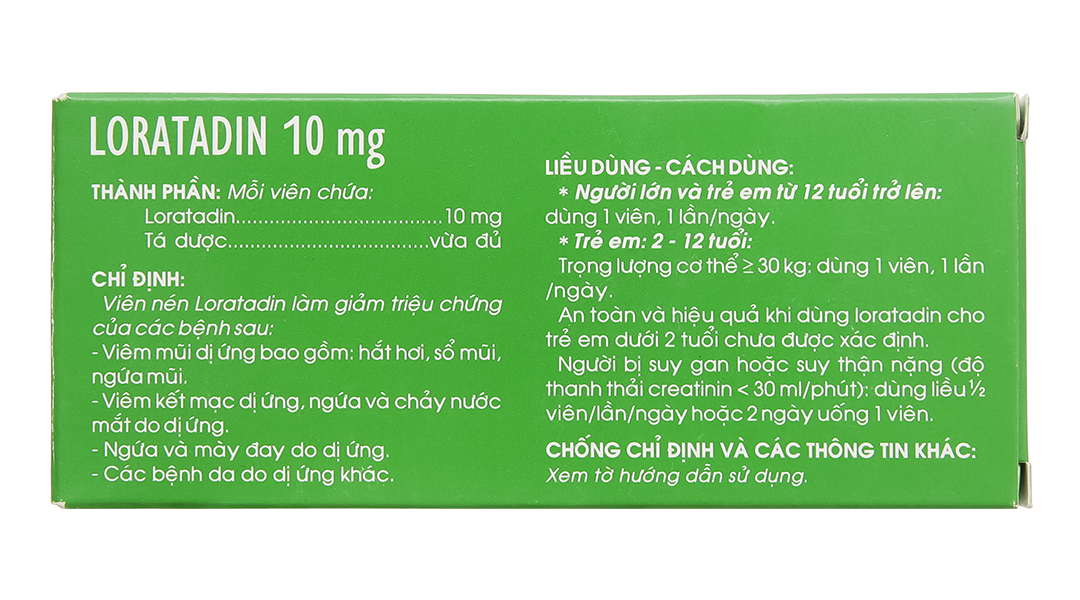 Thuốc Loratadin 10 mg được sản xuất bởi công ty nào?
