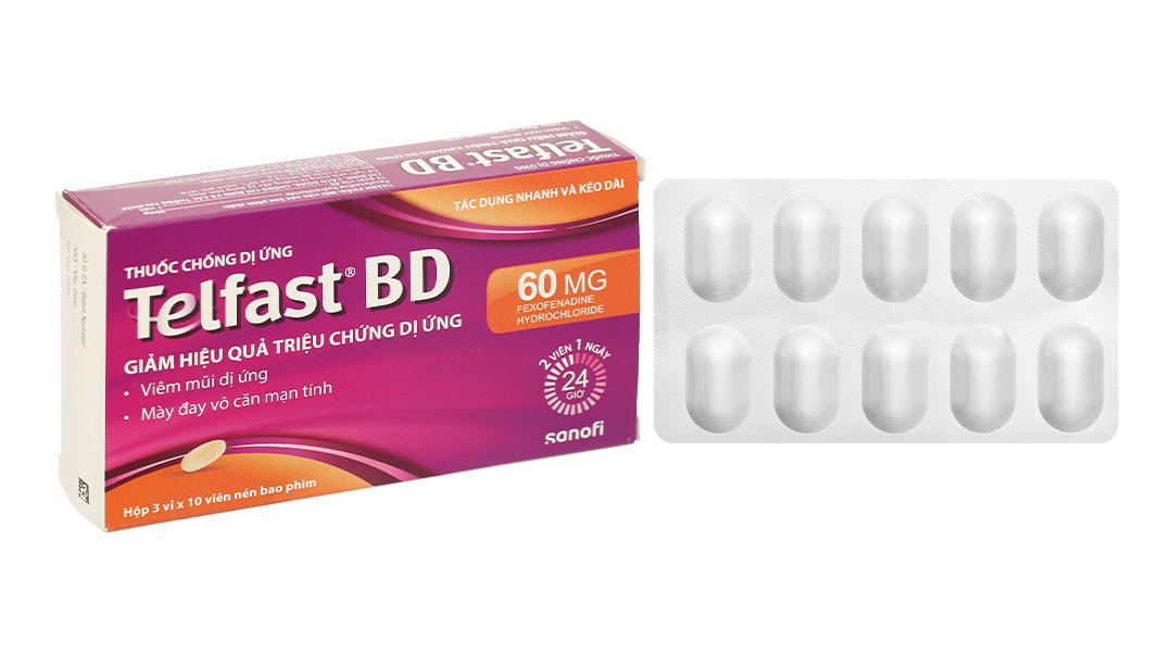 Telfast BD 60mg trị viêm mũi dị ứng, mày đay