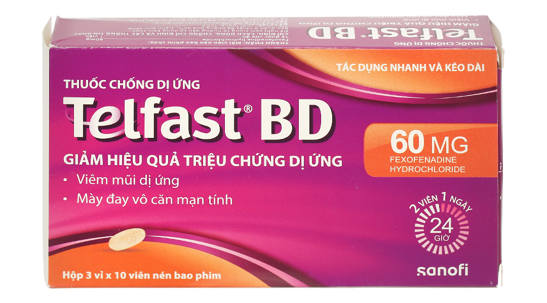 Telfast BD 60mg trị viêm mũi dị ứng, mày đay
