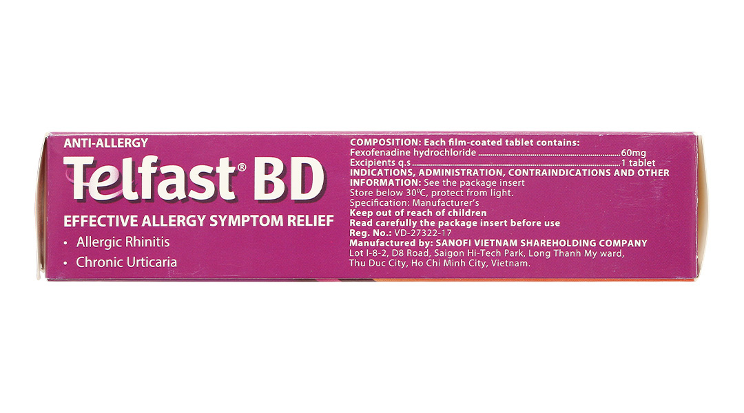 Telfast BD 60mg trị viêm mũi dị ứng, mày đay