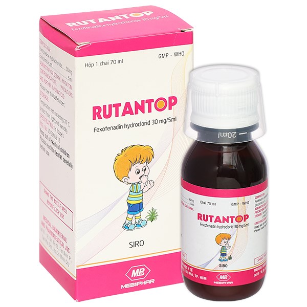 Siro Rutantop 30mg/5ml trị mày đay, viêm mũi dị ứng
